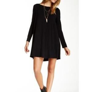 Go Couture Long Sleeve Trapeze Swing Dress Small Black Minimal Quiet Luxury